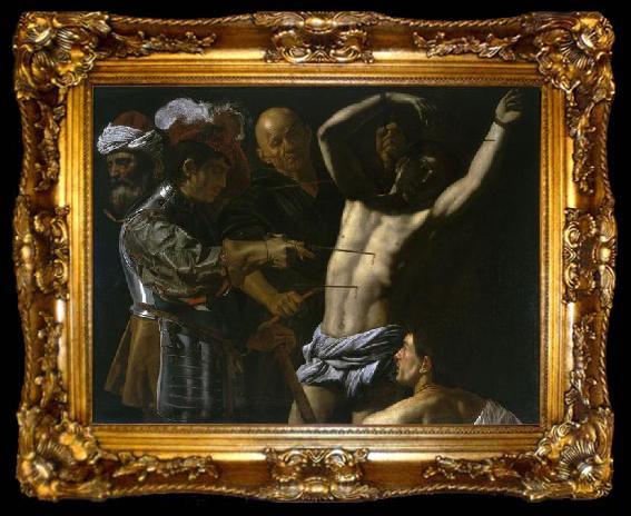 framed  CECCO DEL CARAVAGGIO Martyrdom of Saint Sebastian., ta009-2
